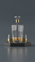 Crystal and satin gold decanter set