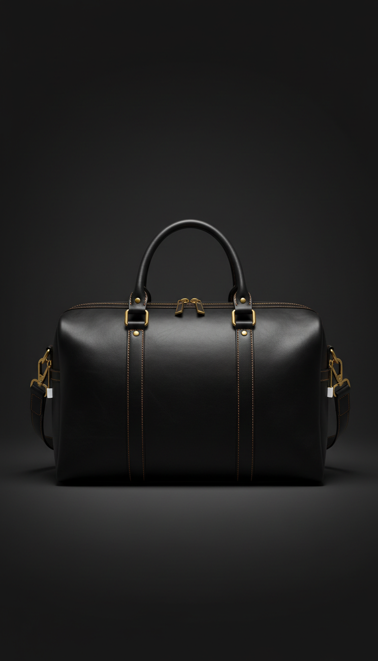 Leather Travel Bag in Obsidian