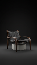Ebony and leather lounge chair handcrafted